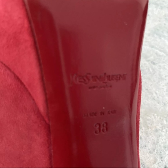 Women’s red suede platform YSL shoes size 7.5/38 - Picture 6 of 7